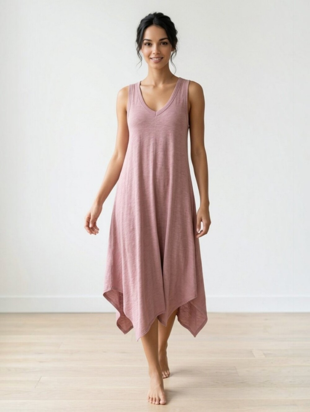 Z Supply The Reverie Dress in the Shade Canyon Rose Large Slub Cotton Knit Midi
